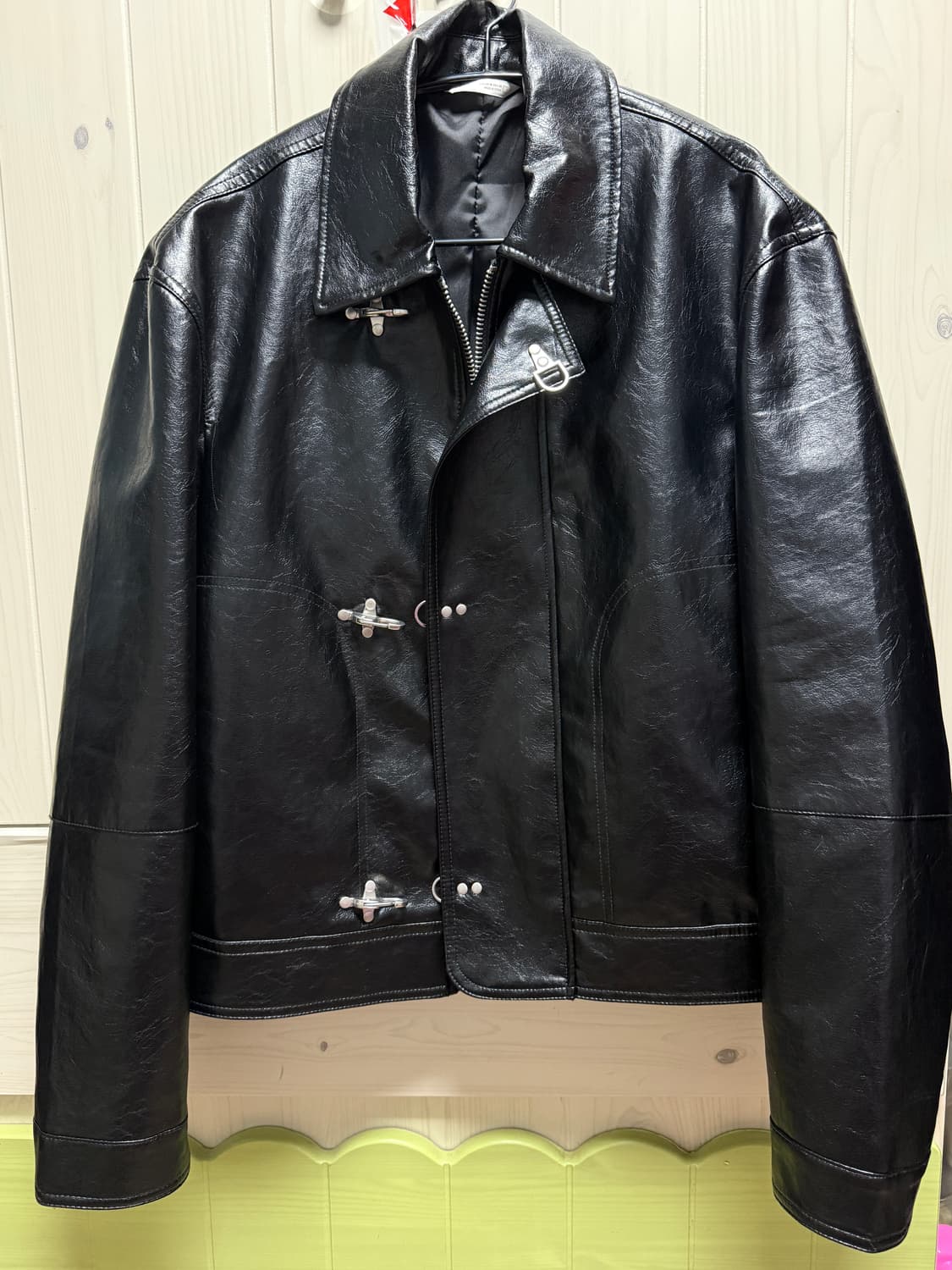 자라 페이크레더 토글자켓 M 상품이미지5