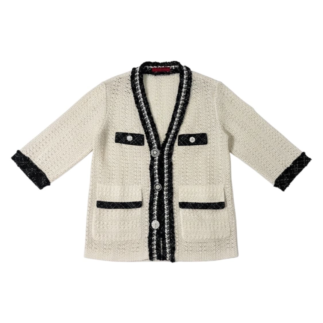 lenic&collection 아이보리 블랙 트위드 가디건 상품이미지1