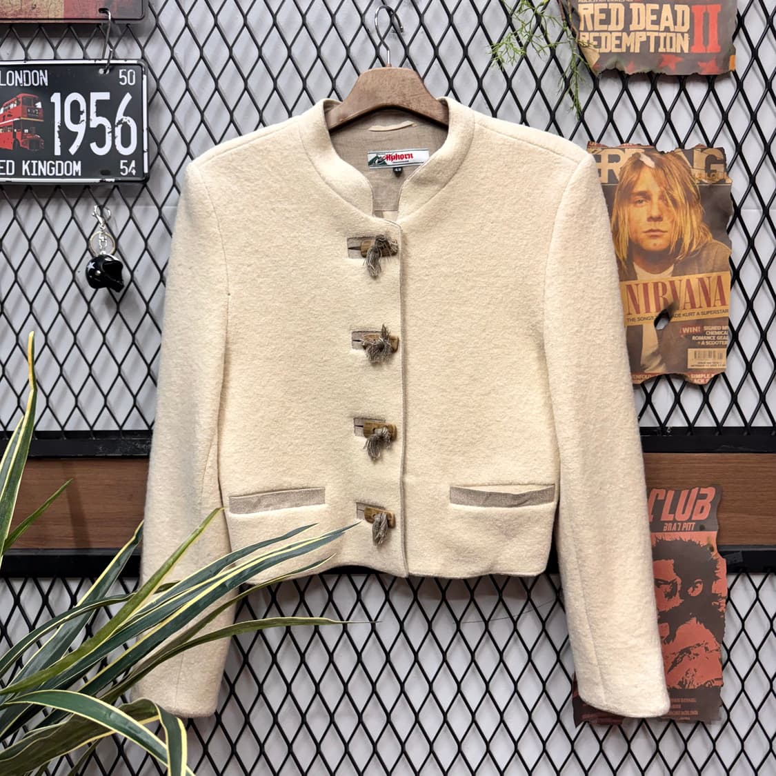 USA VINTAGE 크롭 울 가디건 전면 투포켓 포인트 아이보리 상품이미지1