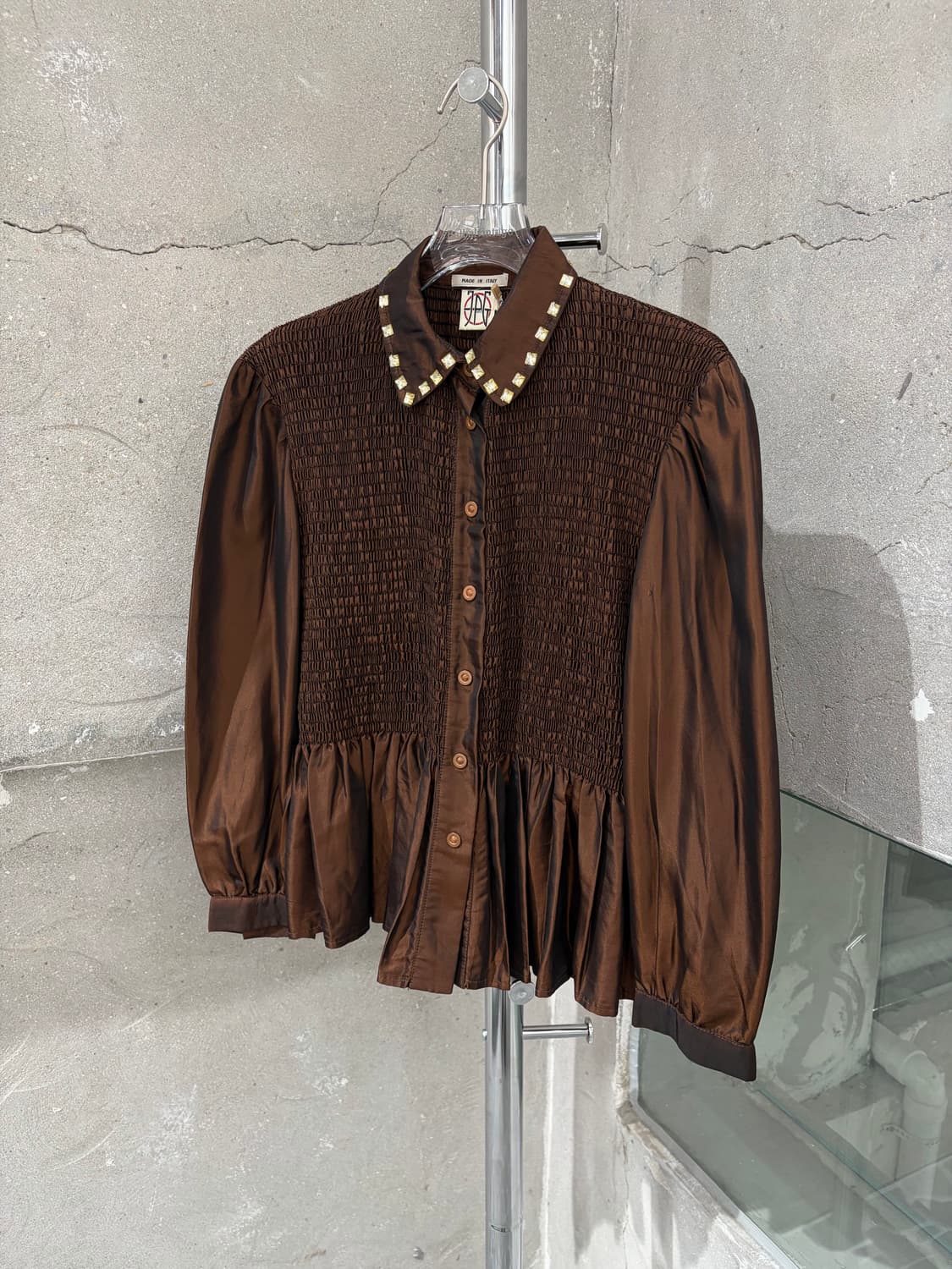 90’s 장폴고티에 스터드 카라 셔링 셔츠 상품이미지1
