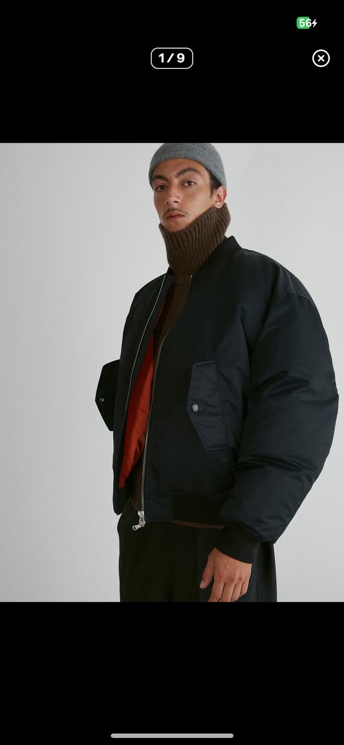 [M] 렉토 오버사이즈 나일론 다운 항공 점퍼 ma-1 마원 패딩 블랙 상품이미지1