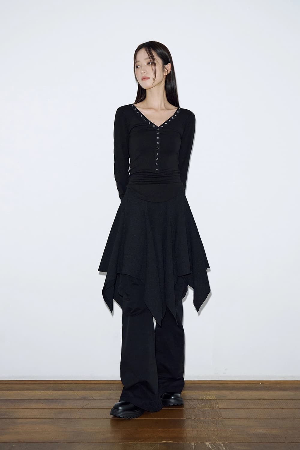 헬레네파리스 크리즈 플레어 숏 스커트 [블랙] 상품이미지4