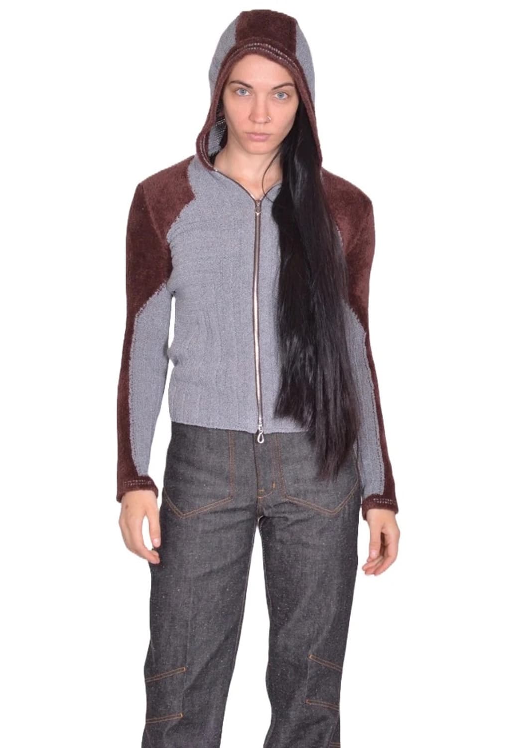 [38]키코 코스타디노브 25fw Quimby 니트 후드 집업/그레이 상품이미지3