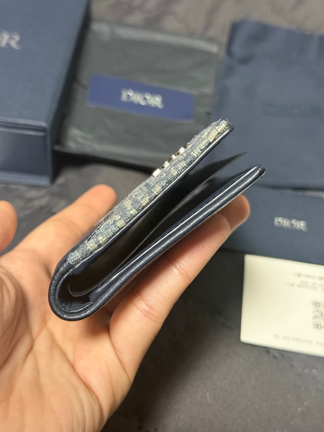 디올 오블리크 자카드 새들 오거나이저 카드지갑 블루 상품이미지10