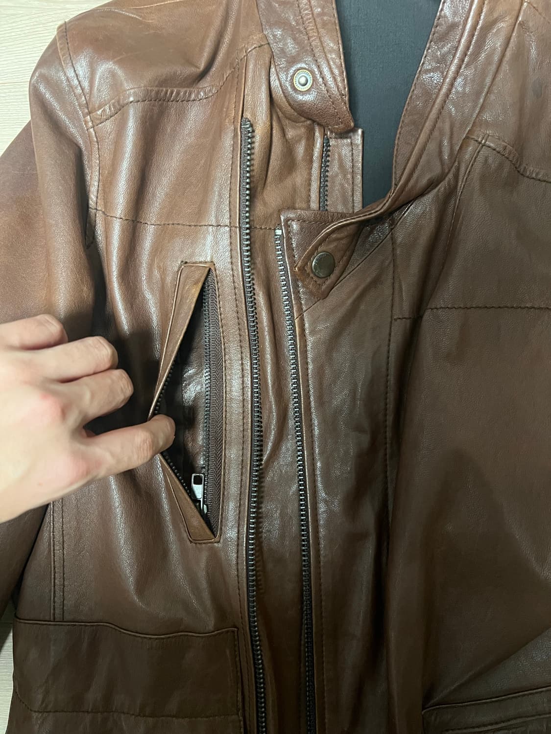 Lamb skin 가죽 자켓 브라운 상품이미지6