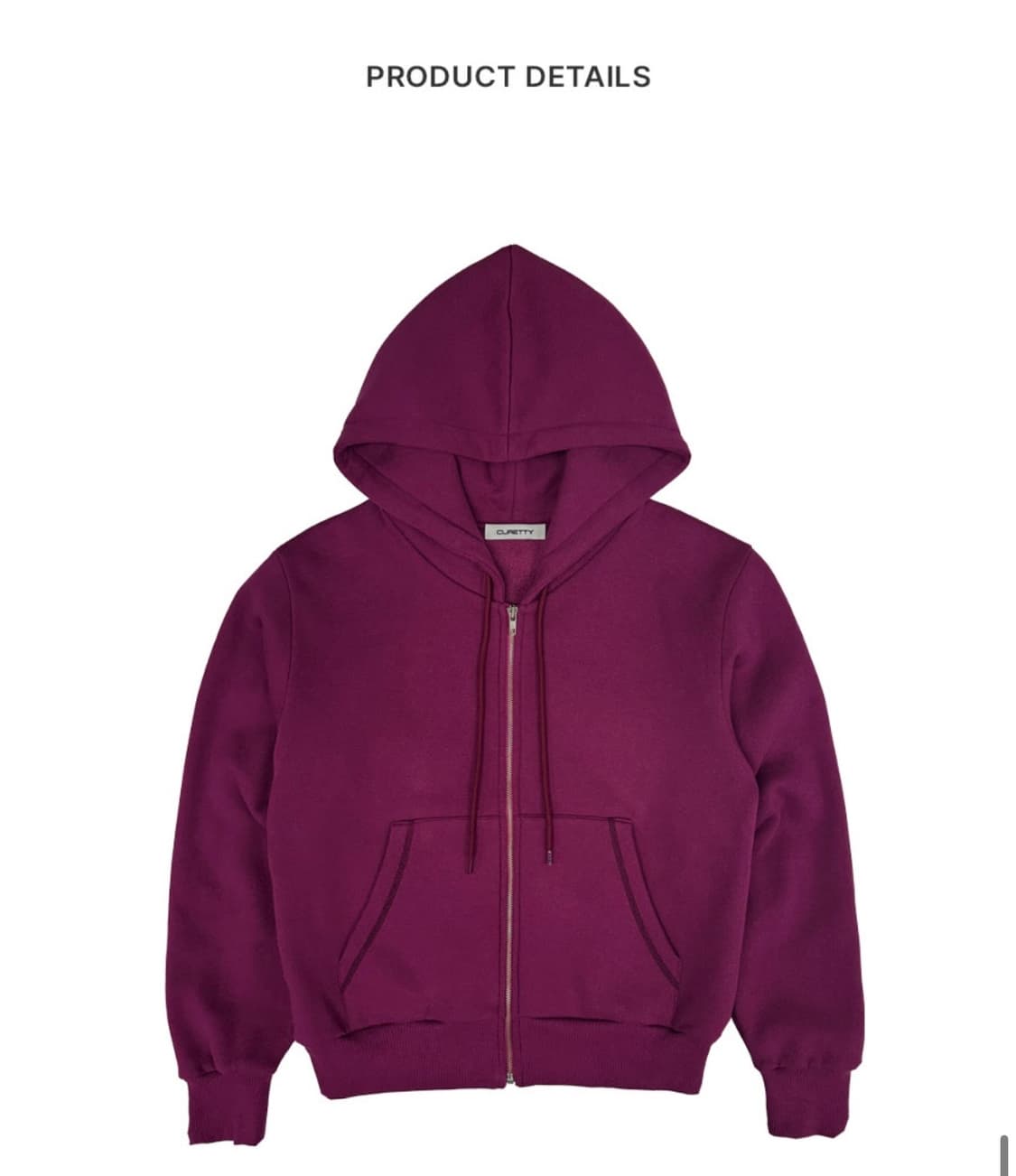 큐리티 curetty c 벨벳 로고 플리스 후드집업 퍼플 상품이미지6