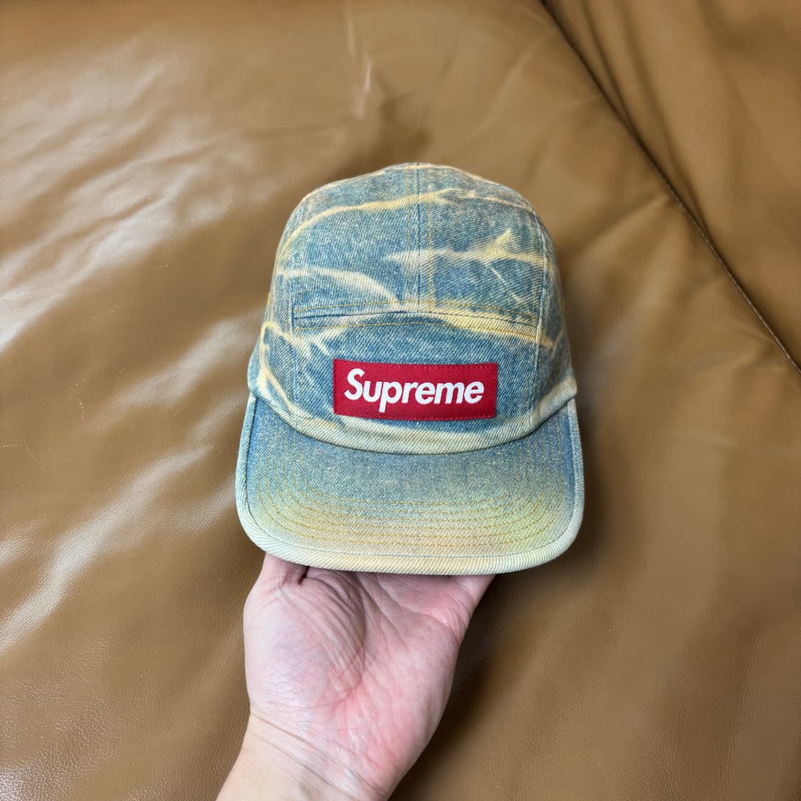 슈프림 캠프캡 모자 박스로고 더티 데님 상품이미지2