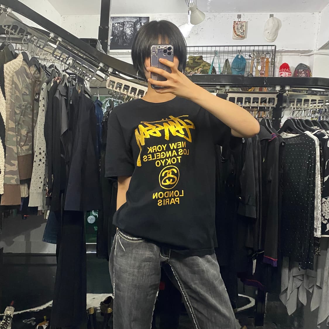 Stussy 골드 레터링 반팔 티셔츠 상품이미지7
