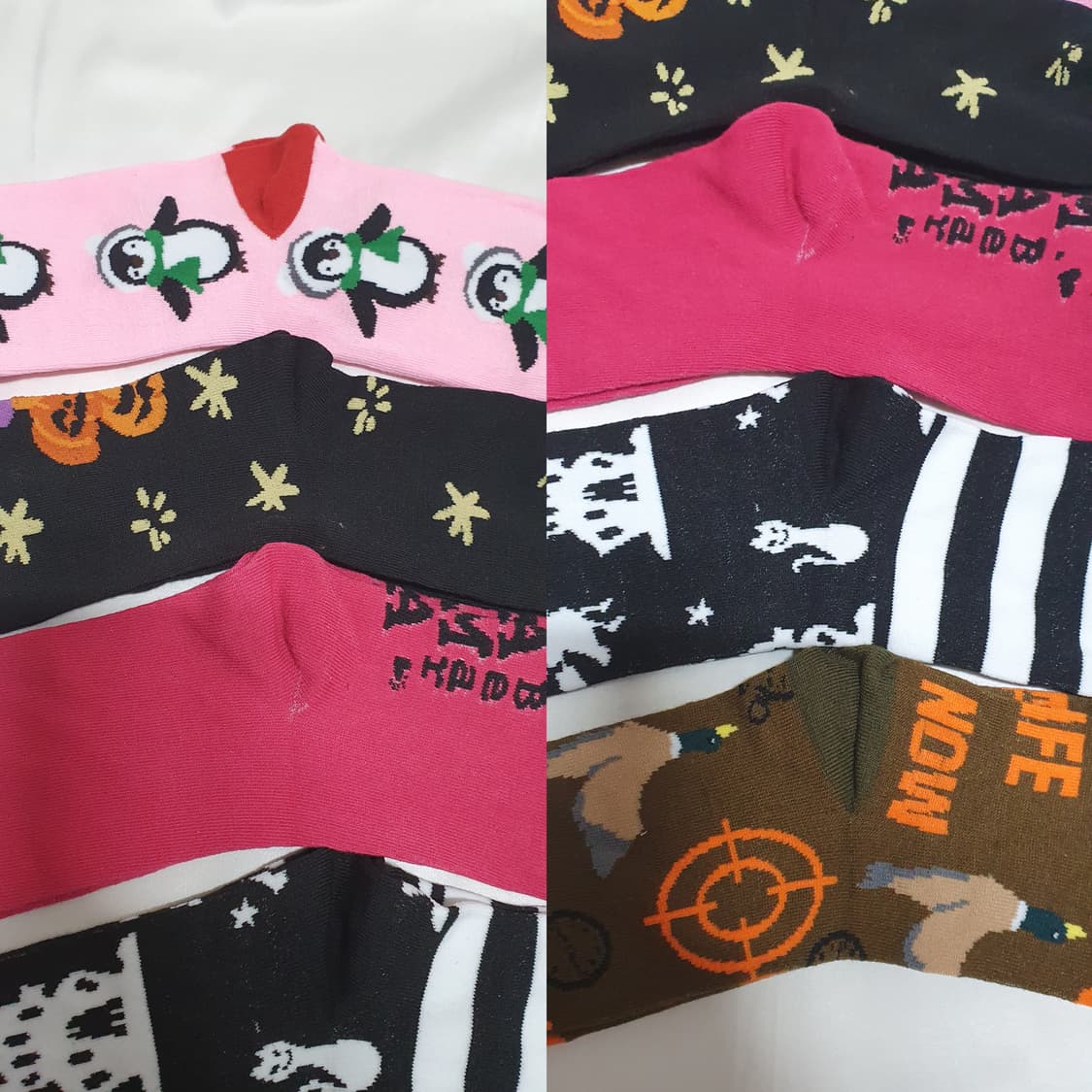 5컬레 가격~ 핑크 블랙 브라운 펭귄 호박 할로윈 에이치앤엠 양말  상품이미지7