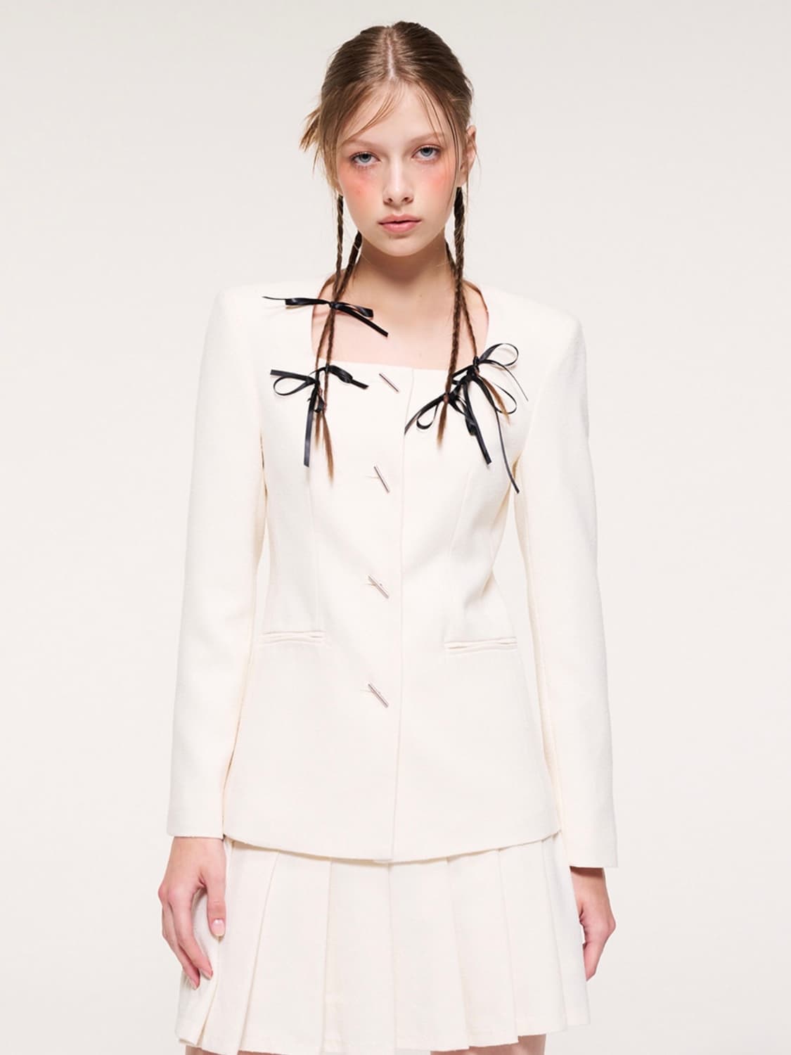 [새상품] 에트몽 스퀘어 넥 롱 드위드 자켓 S 상품이미지3