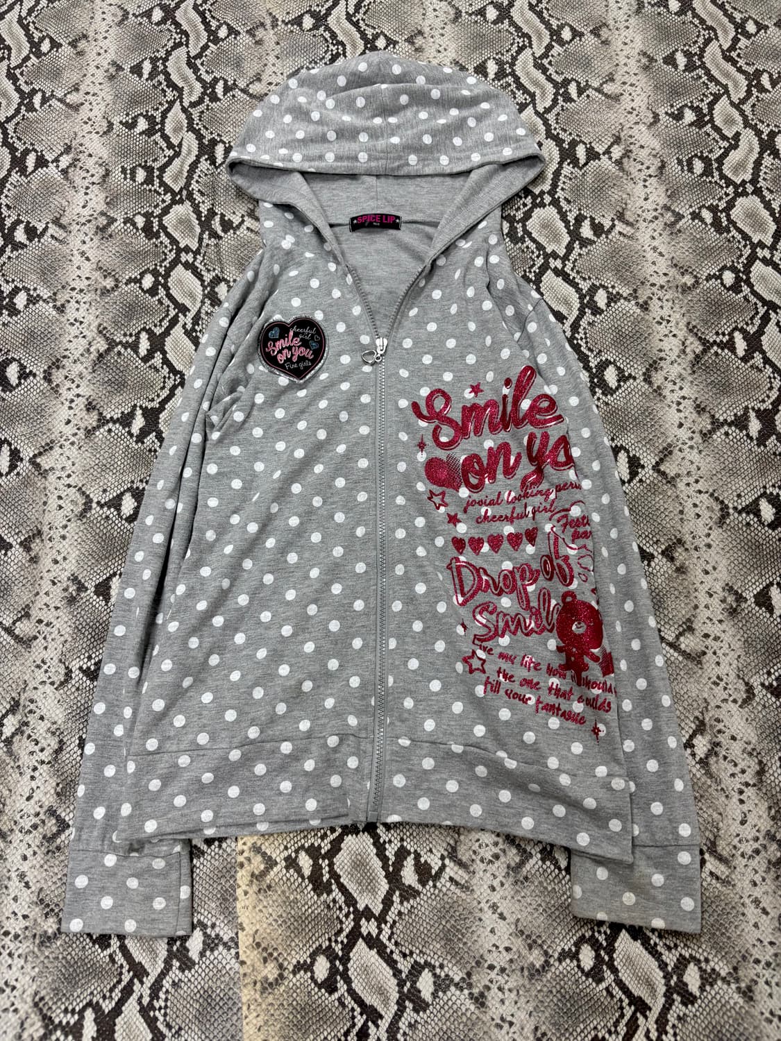 “Vintage” Dot Pattern Kitsch Print Hoode 상품이미지1