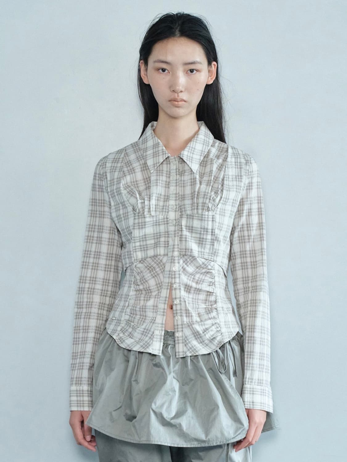 CERRIC 세릭 체크 뷔스티에 셔츠 / 베이지 상품이미지1