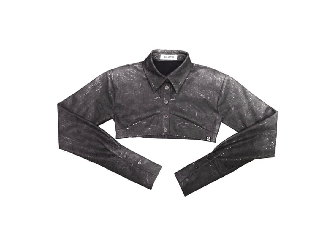 키묘 데님 레더 크롭 자켓 상품이미지1