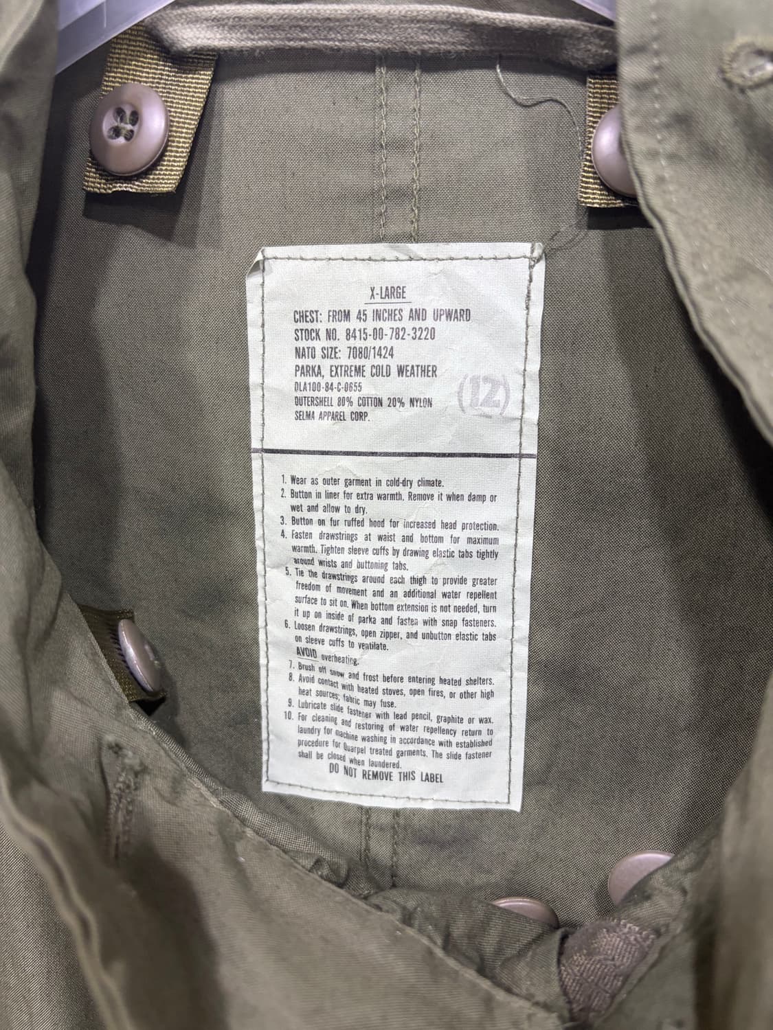 XL, 데드스탁) 오리지널 m-65 피쉬테일 개파카 야상 상품이미지3