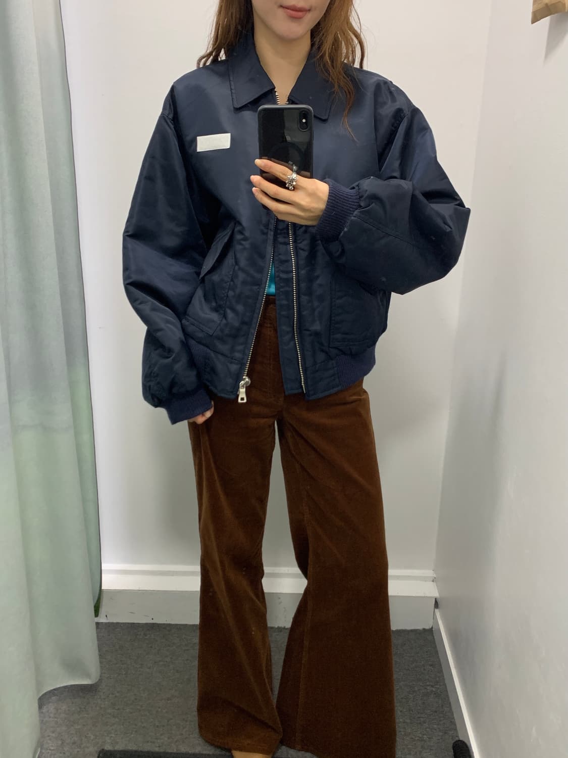 네이비 누빔 봄버 자켓 상품이미지5