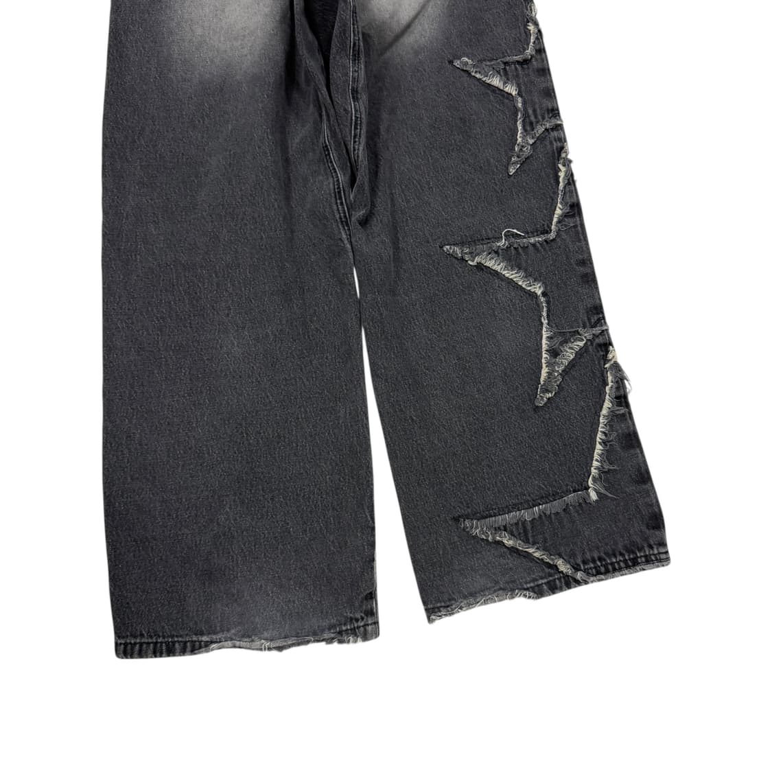 엑스톤즈 별 스타 데미지 빈티지 워싱 데님 팬츠 블랙 L 상품이미지4