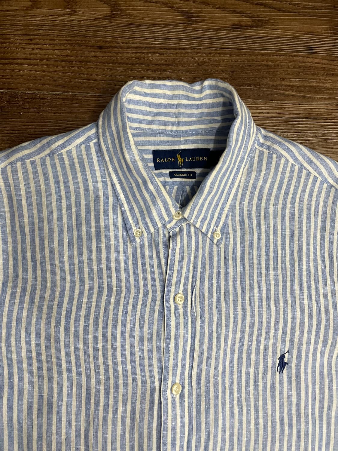 폴로 클래식핏 린넨 스트라이프 셔츠 상품이미지1