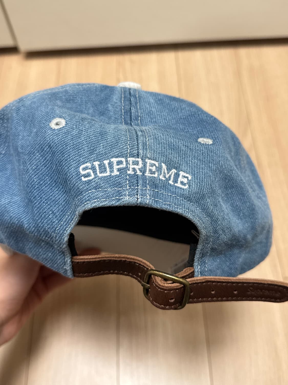 슈프림 투톤 로고 패널 워시드 데님 캡 모자 상품이미지2