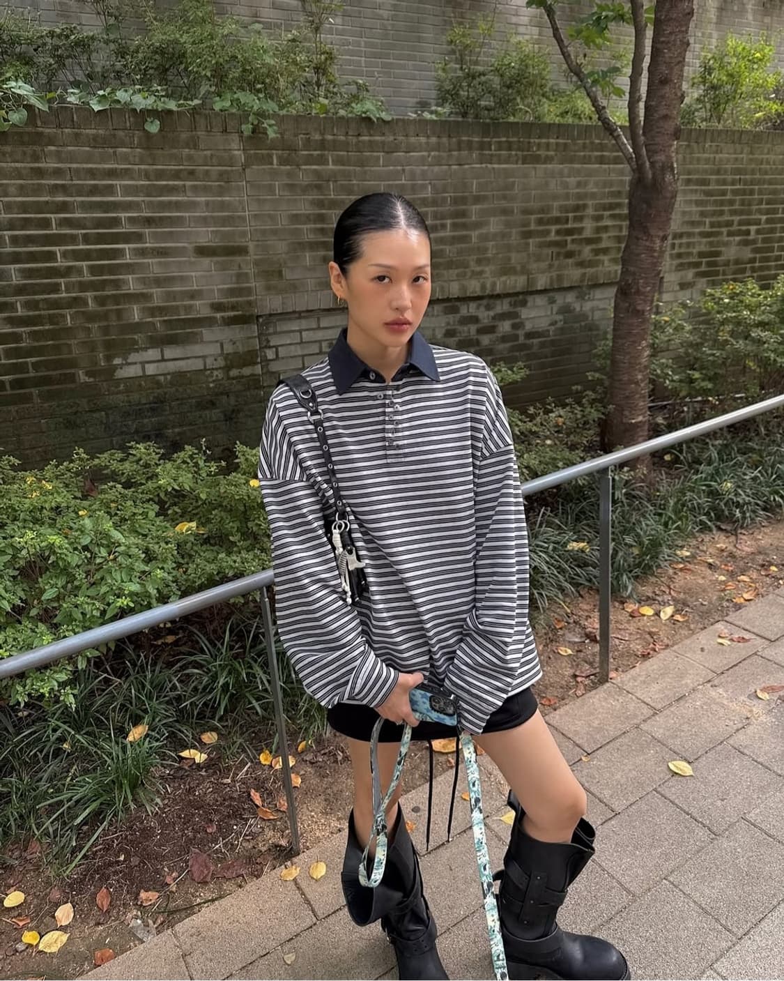 ORDES 오데스 헤일리 버튼 PK 티셔츠 (그레이) 미착용 상품이미지1