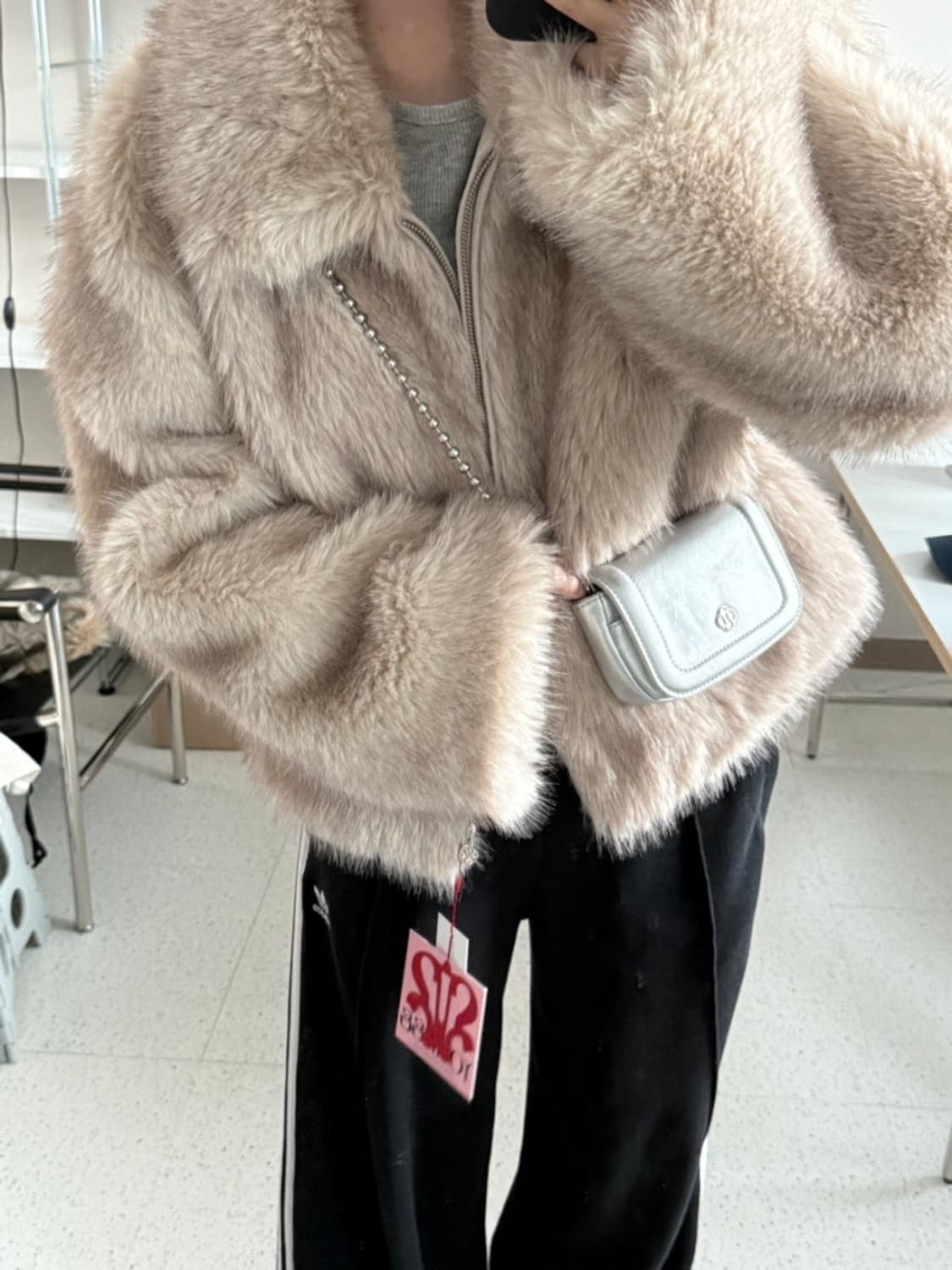 유희 퍼 자켓 베이지 상품이미지3