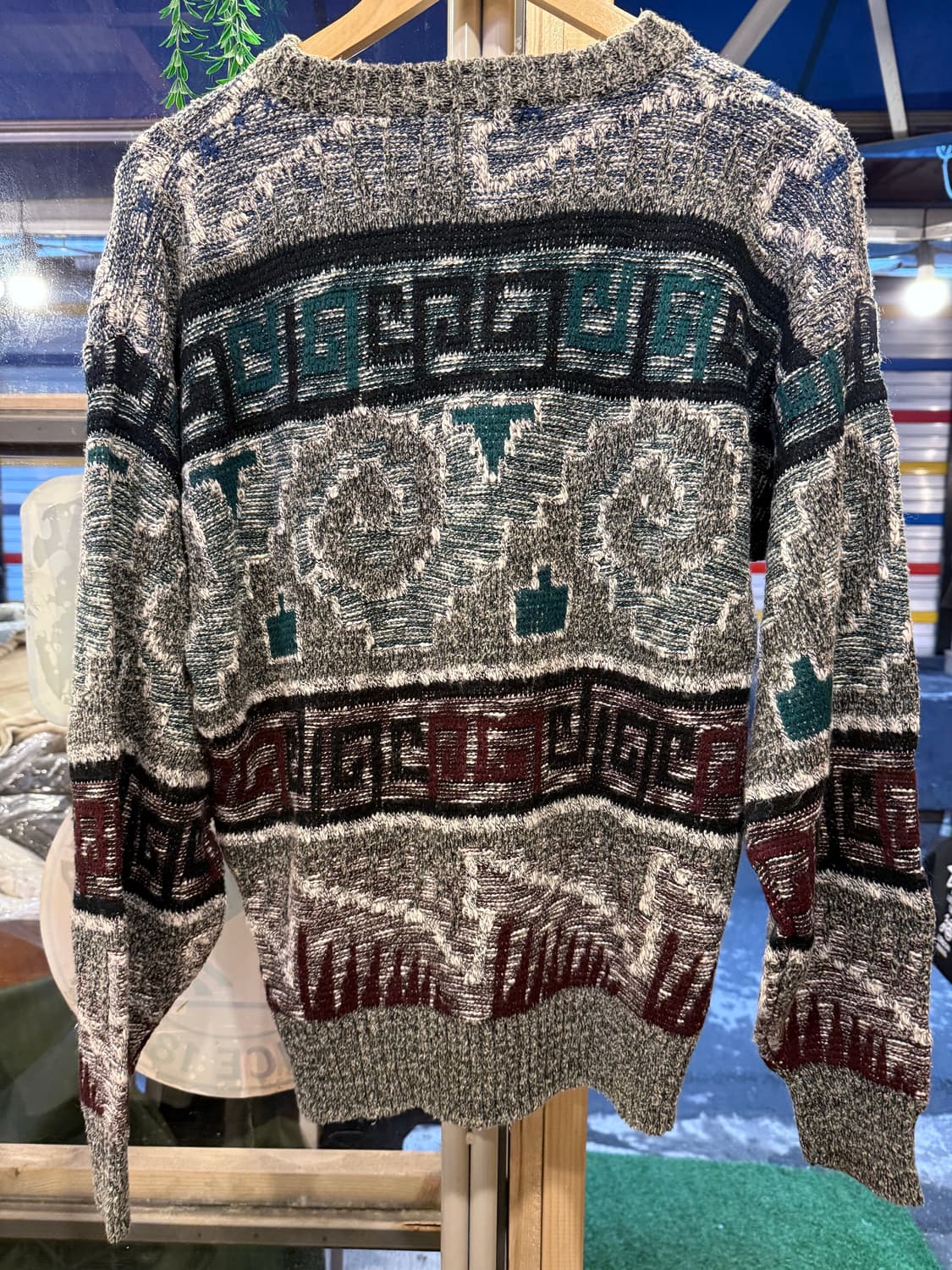 빈티지 그레이 패턴 니트 상품이미지3