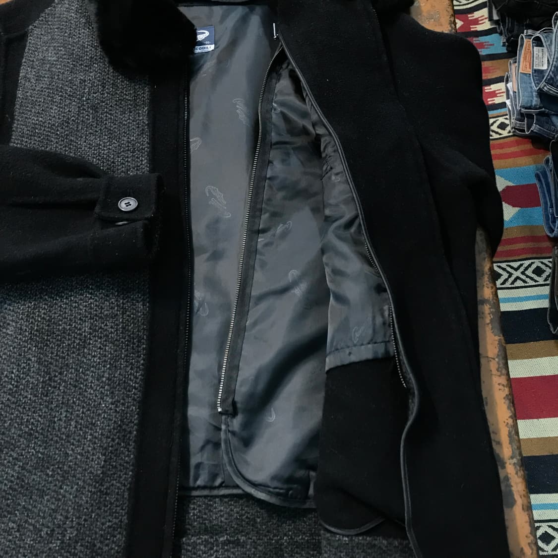 VTG 빈티지 블랙 배색 집업 블루종 자켓 남성 105 사이즈  상품이미지5