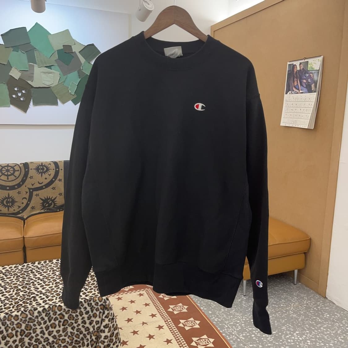 챔피온 리버스위브 자수패치 모던 약기모 맨투맨 L C09180 상품이미지3