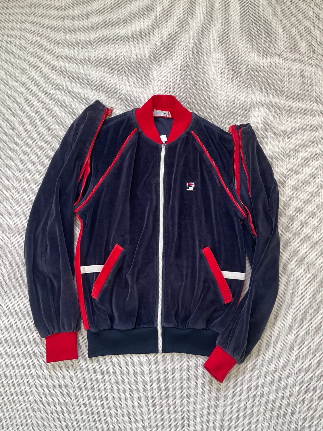 80s Fila 이태리 riri지퍼 2way 벨벳 트랙 자켓 J03988 상품이미지1