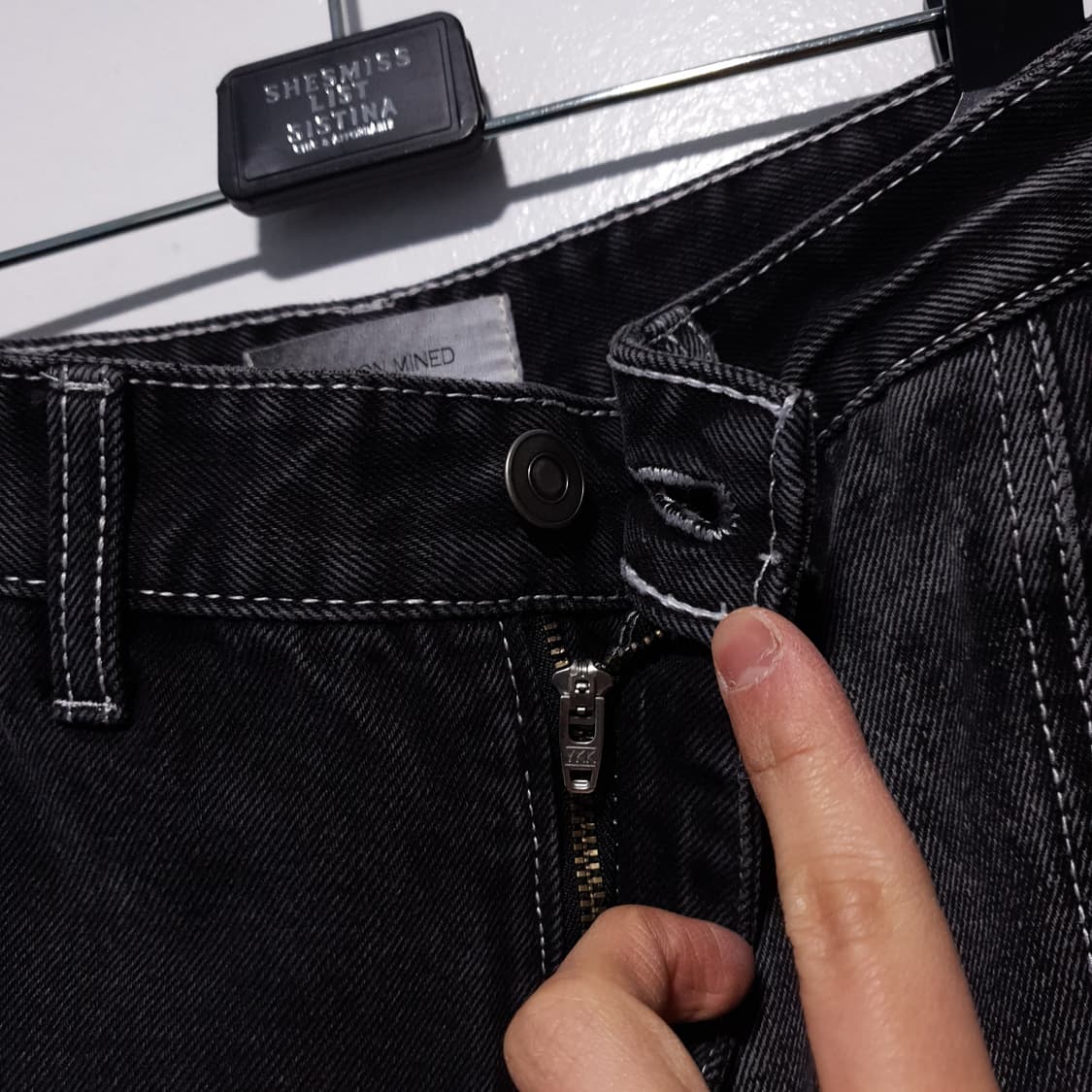 메종미네드 모랄 폭스 절개 흑청 워싱 데님 팬츠 바이커 청바지 30-31 상품이미지5