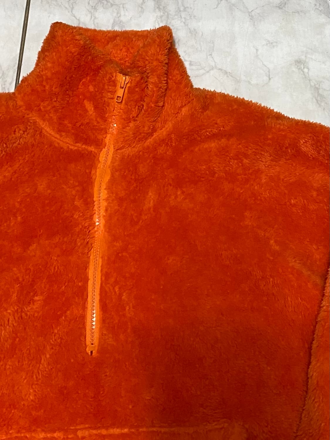 오렌지색 뽀글이 하프집업 풀오버 사이즈 105 오버핏 상품이미지4