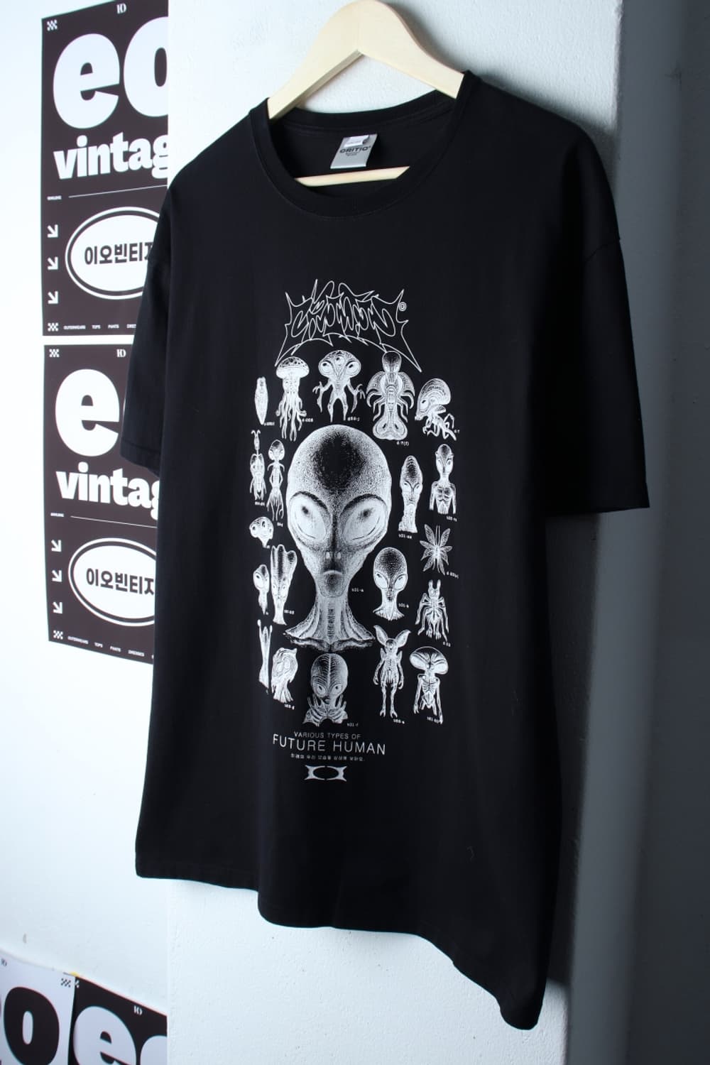 (XL-2XL) 크리틱 반팔 티셔츠 그래픽 에일리언 블랙-H32785 상품이미지1