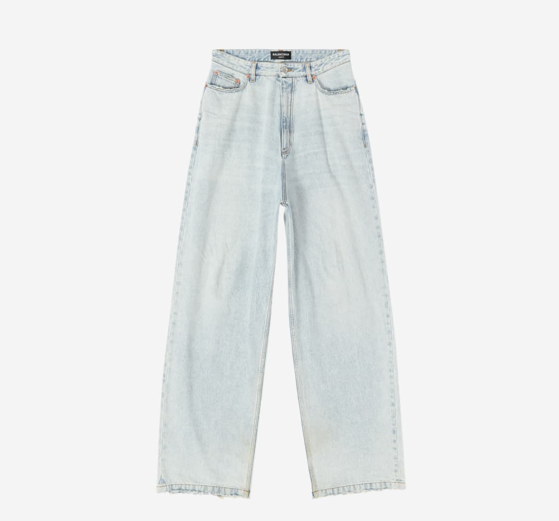 [S] 발렌시아가 풀업 배기 연청 데님 진 상품이미지1