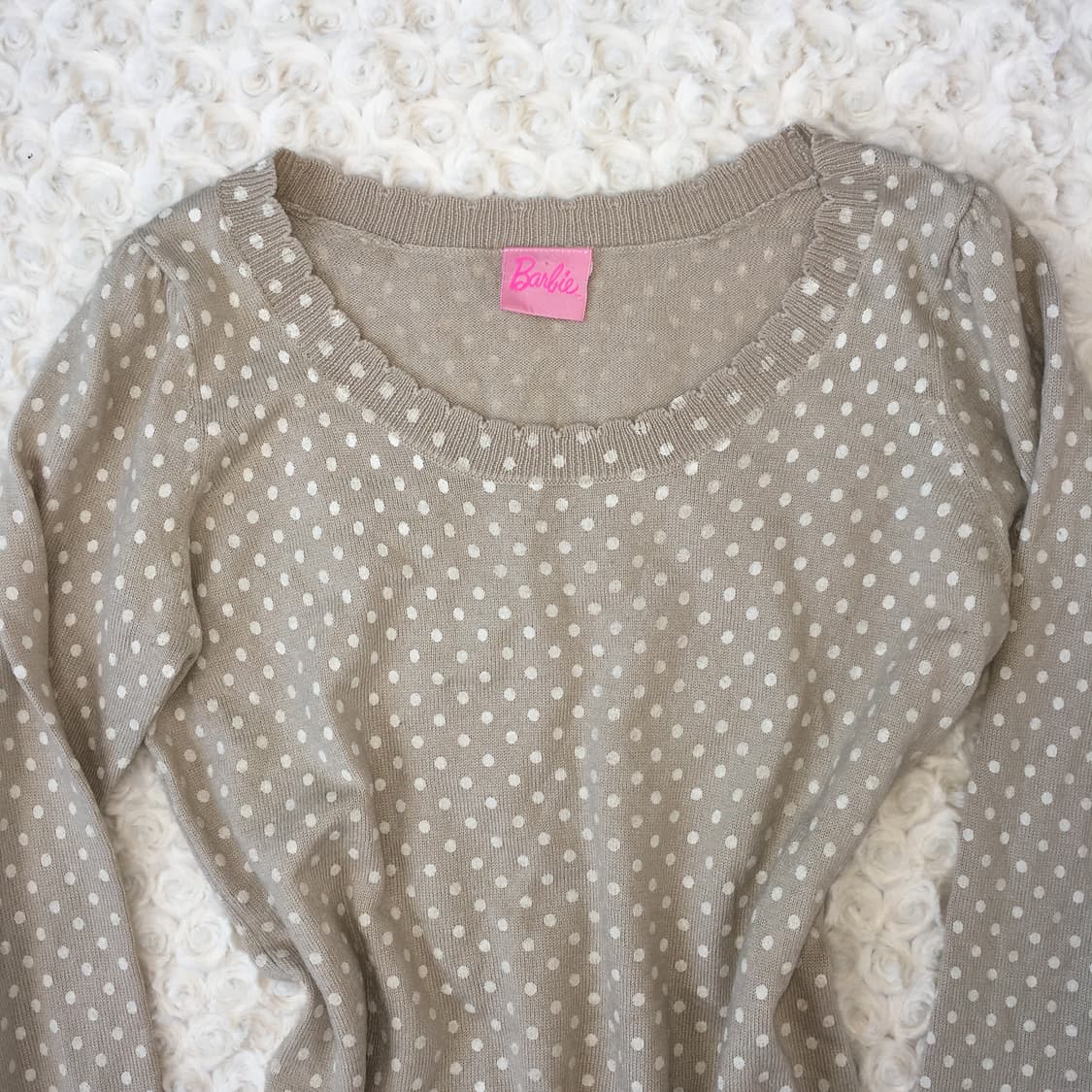 jpn vintage barbie beige dot frill knit 상품이미지6
