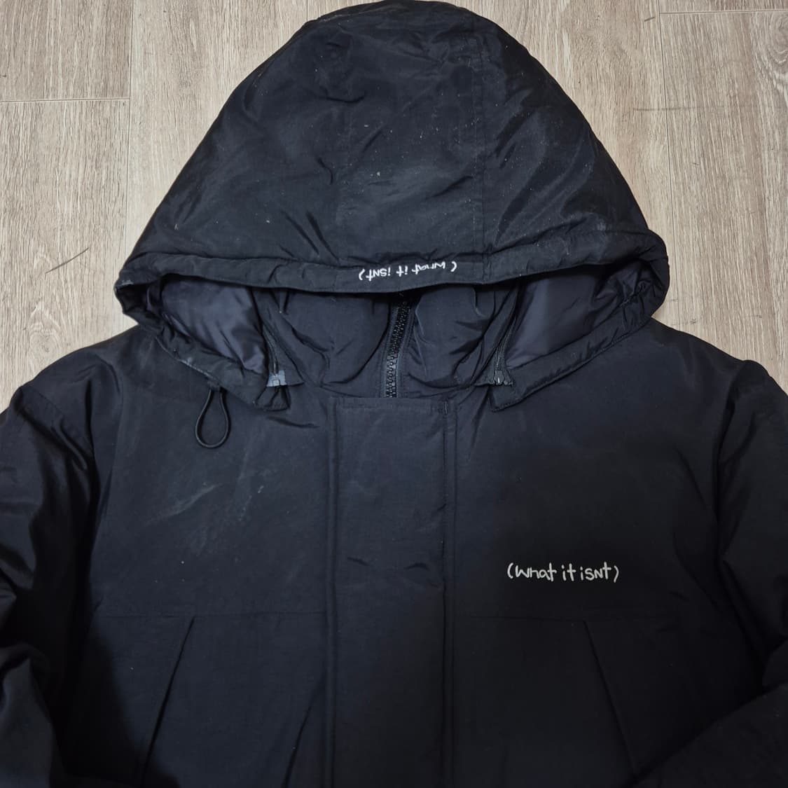 와릿이즌 헤비다운 후드 하프 패딩 점퍼 L(100) 상품이미지2