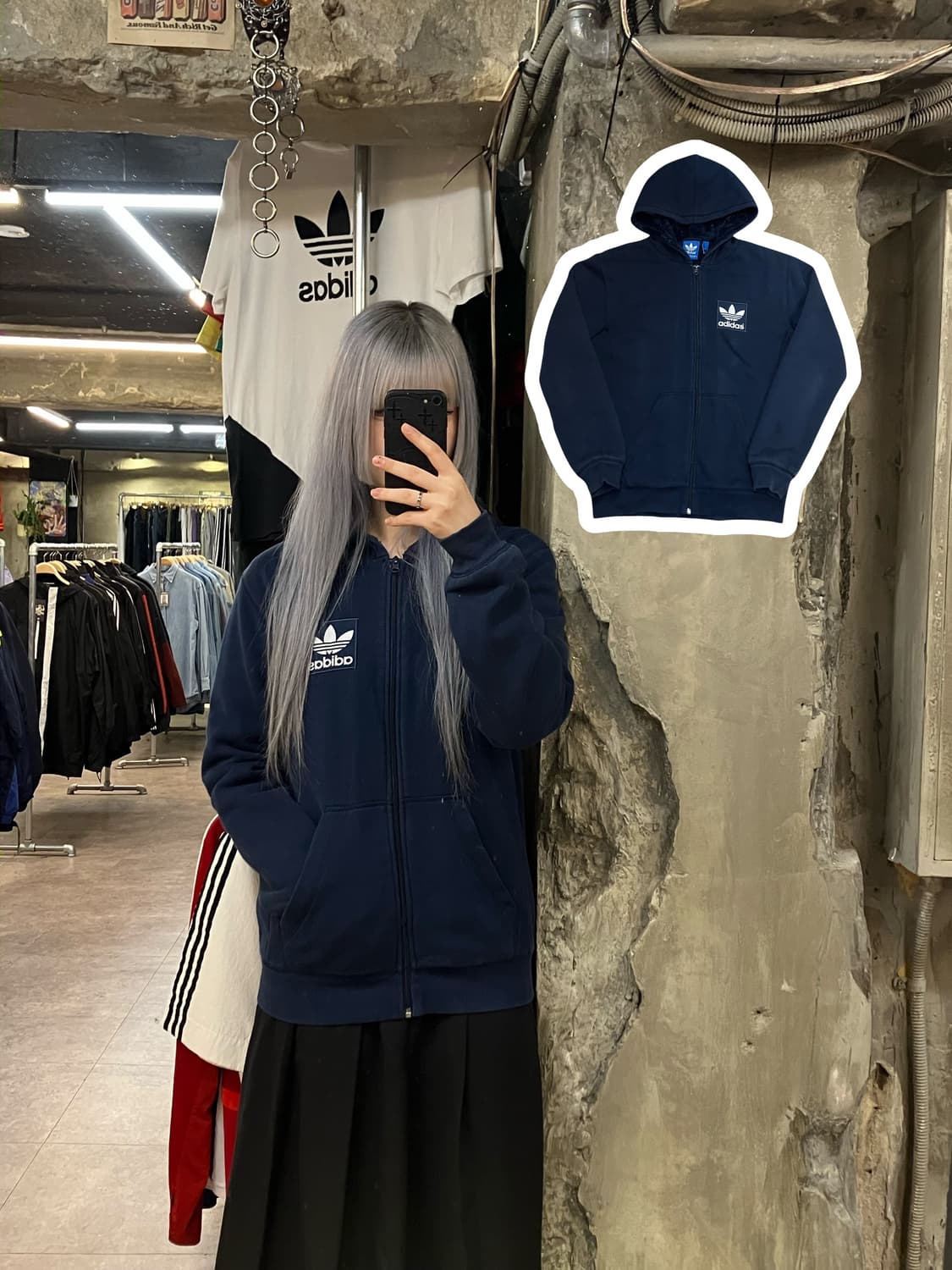 아디다스 퍼 후드집업 네이비 85 #csz2517 상품이미지1