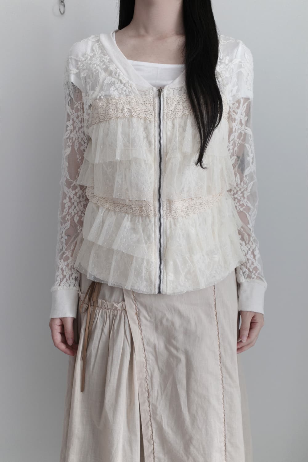 lace see-through zip-up  상품이미지5