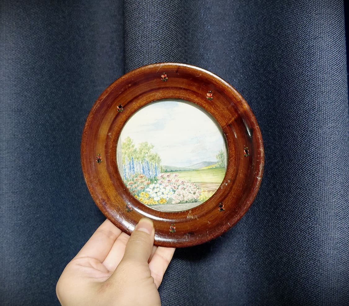 Vintage)핸드페인팅 그림이 있는 Vintage 원형 미니액자 상품이미지8
