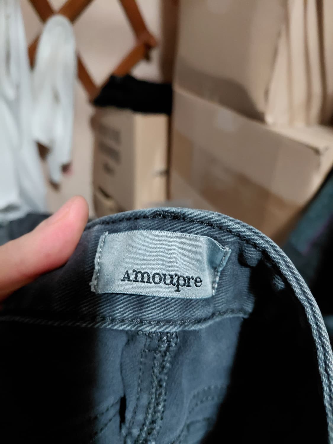 [아모프레]기모 와이드 데님 청바지 34사이즈  상품이미지4