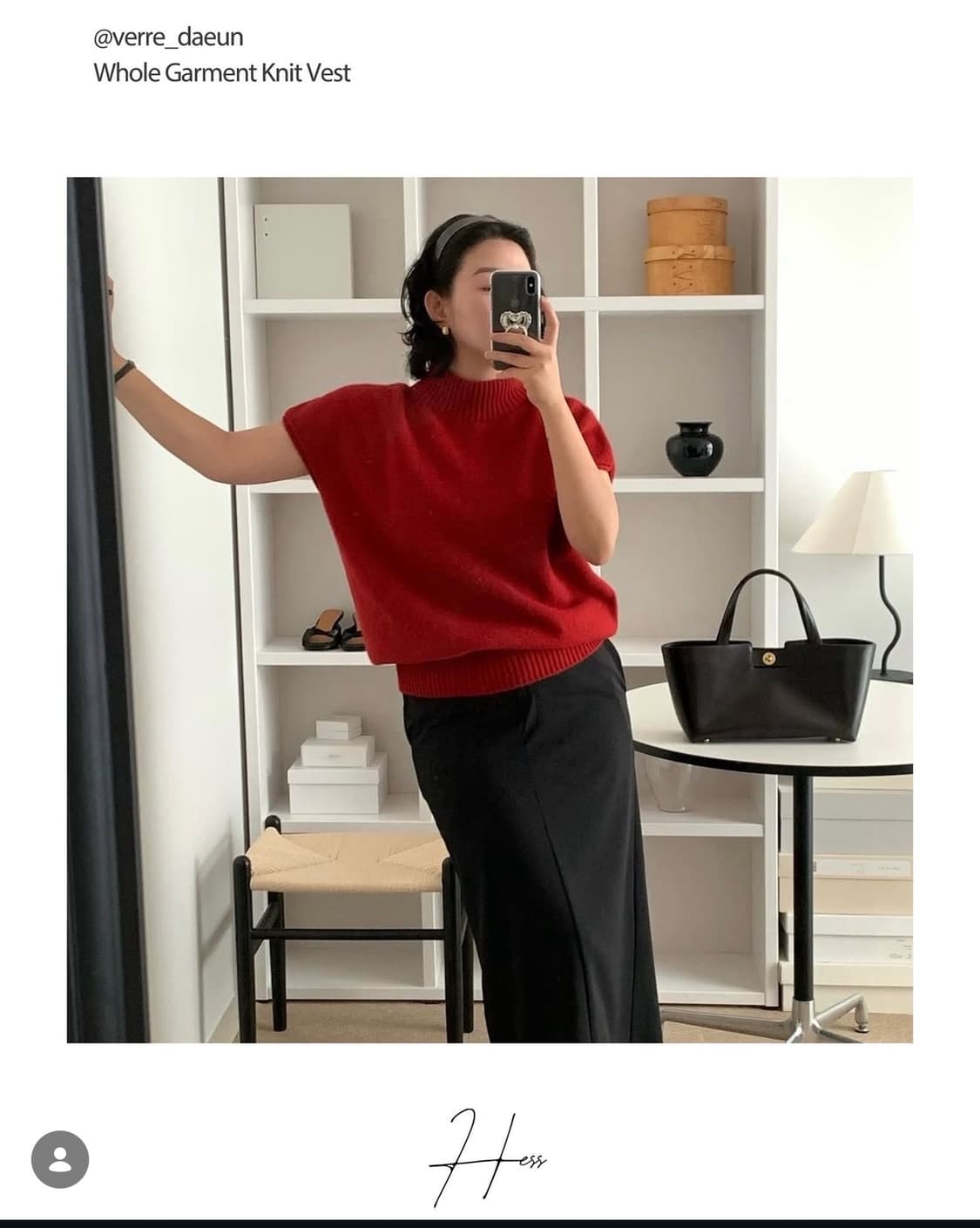 헤즈 hess 홀가먼트 니트 베스트 레드 상품이미지1