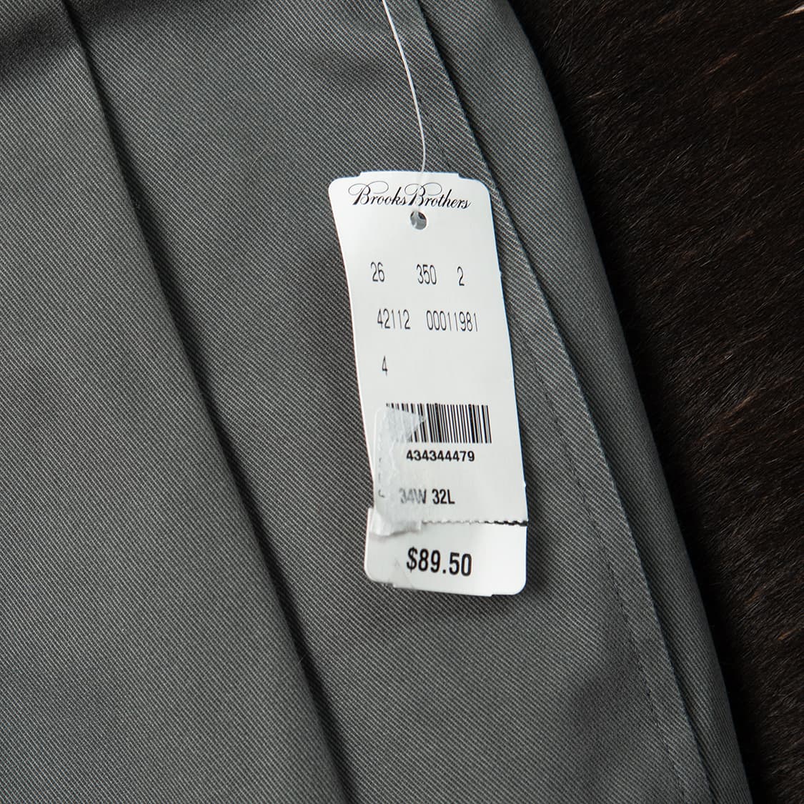 [34] 브룩스브라더스 코튼 트윌 투턱 치노팬츠 그레이 미사용 신품  상품이미지7