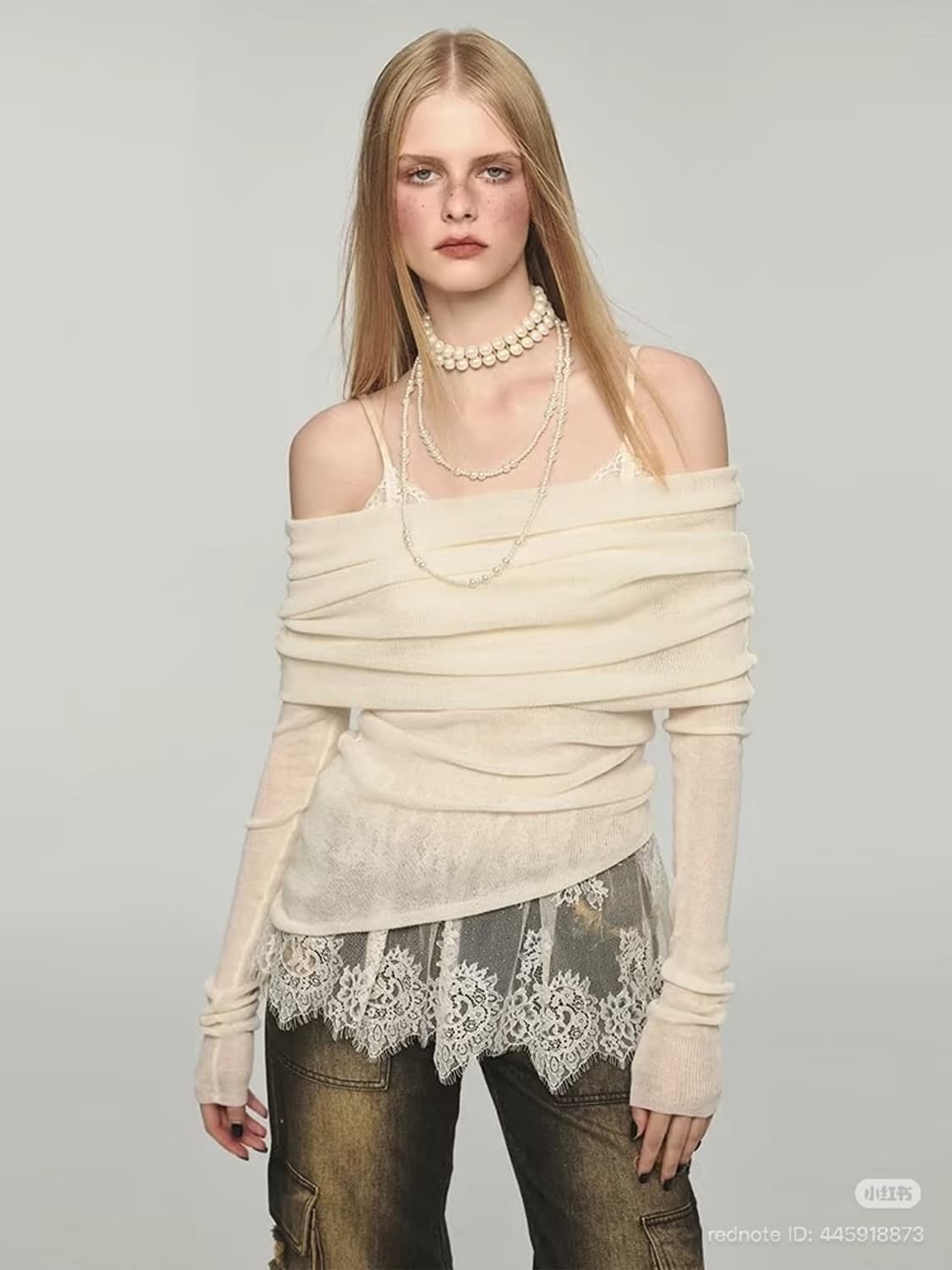 중브 원진스튜디오 패턴 레이스 슬립 레이어드 상품이미지1