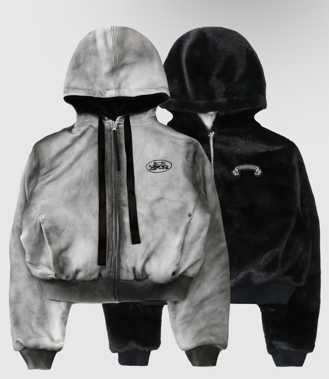 배드블러드 미스틱11 리버시블 퍼 후드 자켓 - 화이트/블랙 상품이미지1