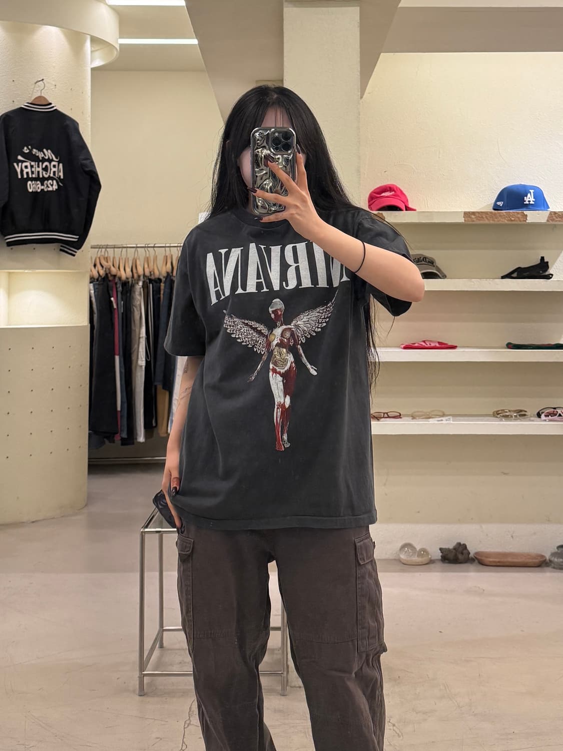 빈티지 너바나 3집 앨범 프린팅 반팔 티셔츠 U1579 상품이미지1