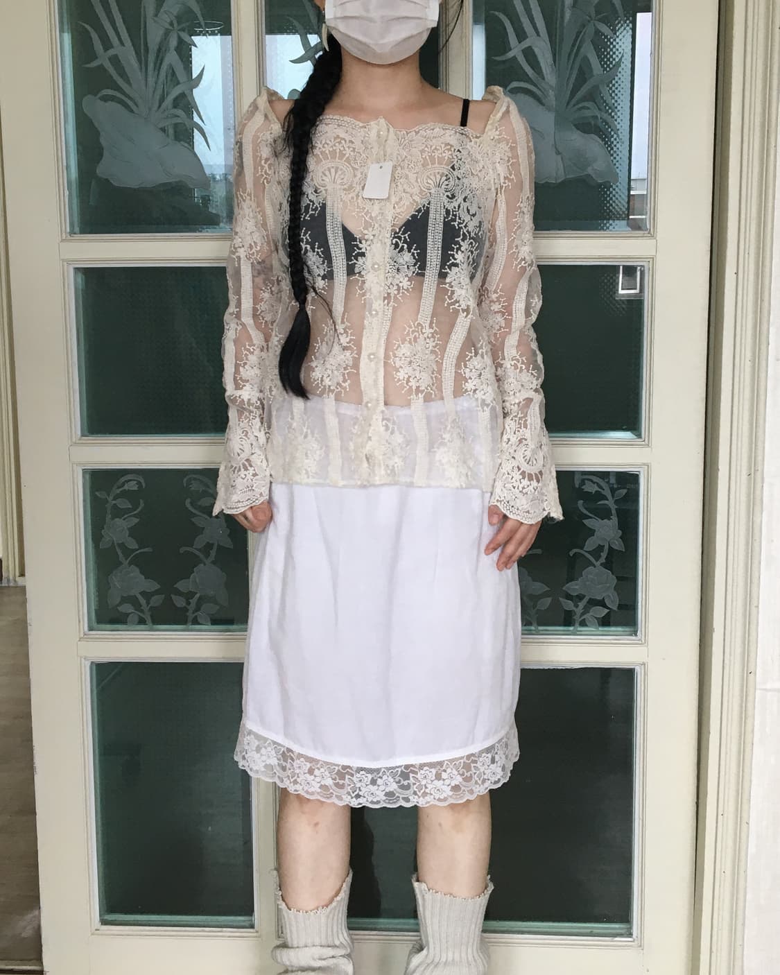 Ornament pattern see through blouse 상품이미지8