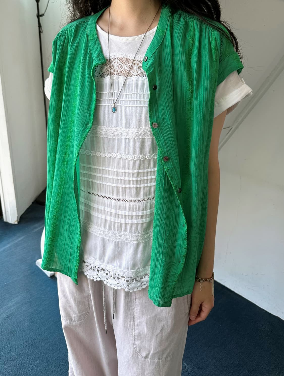 Natural volume fabric design wide top 상품이미지10