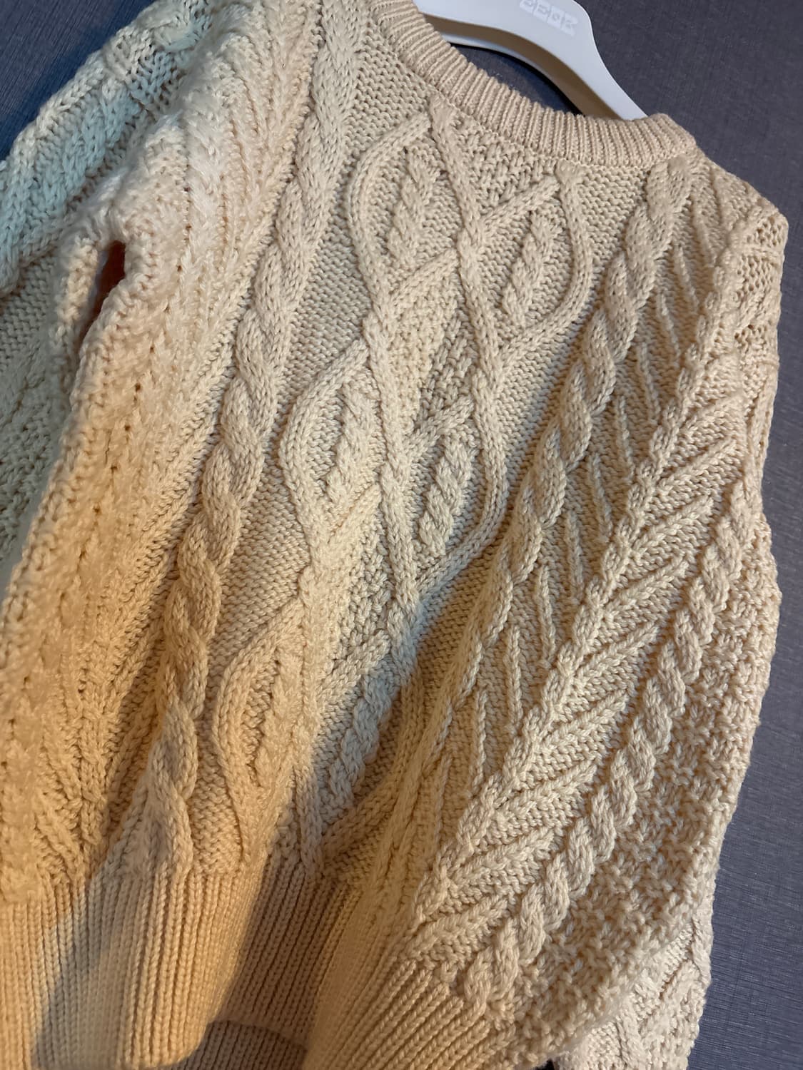 Una per Una 아이보리 울 100% 꽈배기 니트 Japan 상품이미지3