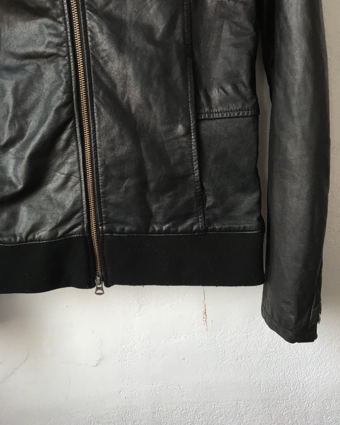 High neck lamb skin leather jacket 상품이미지5