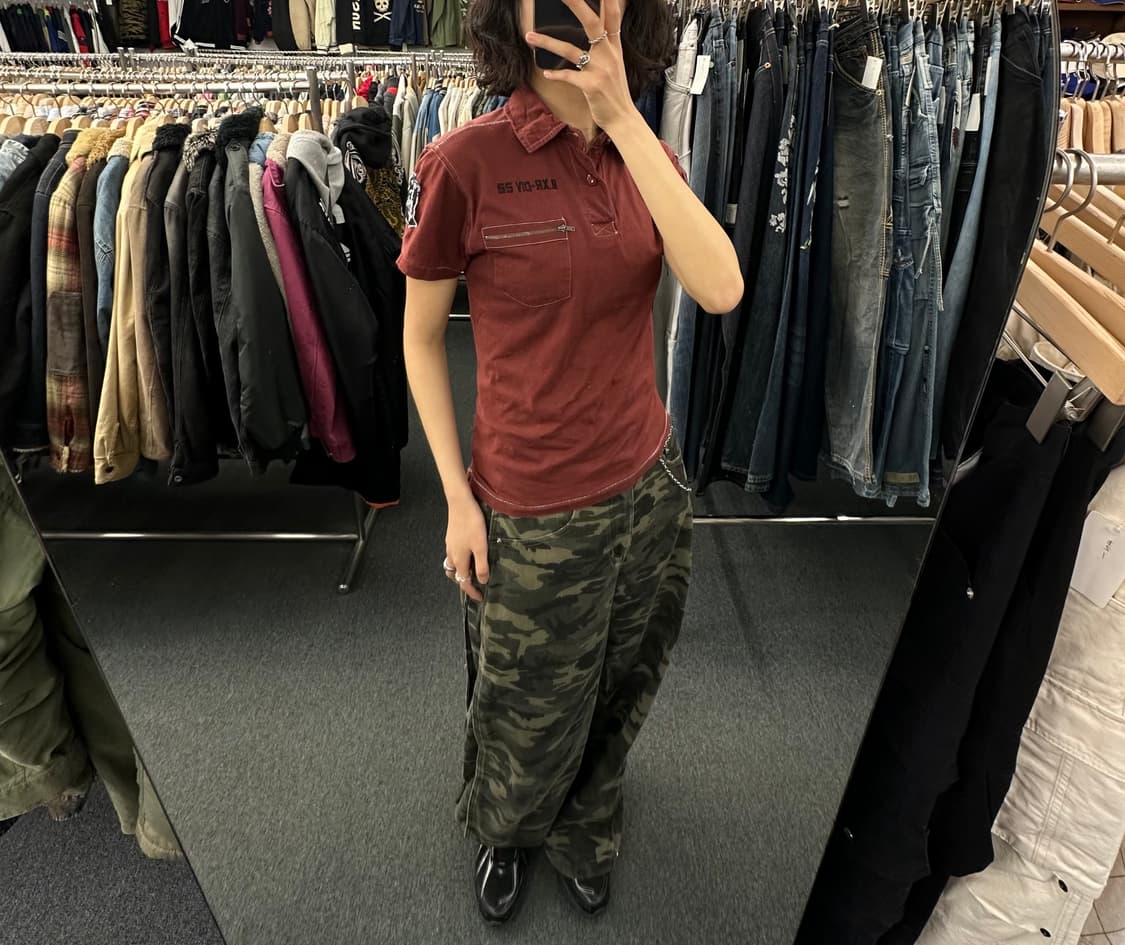 L)Point Zero 빈티지 Y2K 프린팅 패치 자수 카라 반팔 상품이미지2