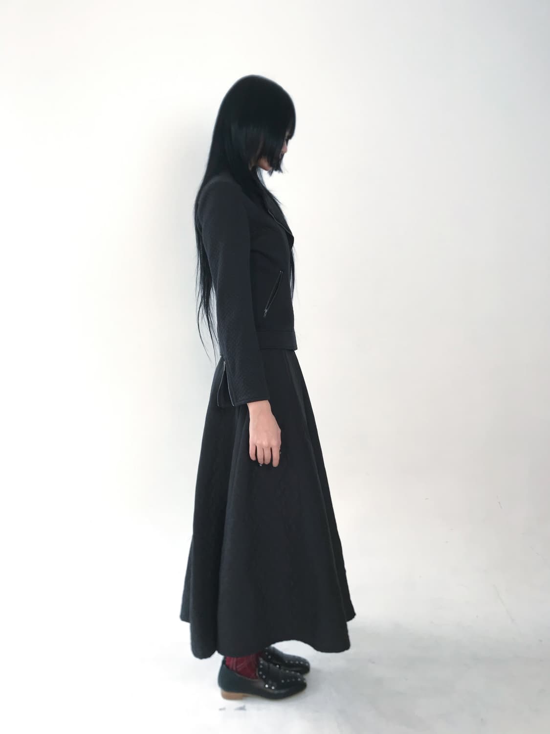 Embossed-zipper short rider jacket 상품이미지8