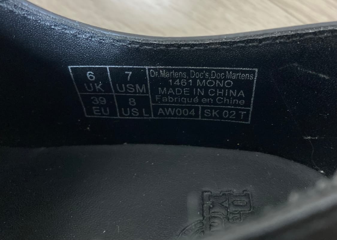 닥터마틴 1461 모노블랙 UK6(250) 판매 상품이미지7